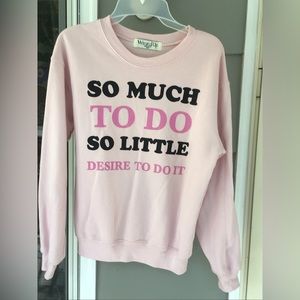 Wound Up Juniors Long Sleeve Graphic Sweatshirt Top Pink Womens Size XS GUC.